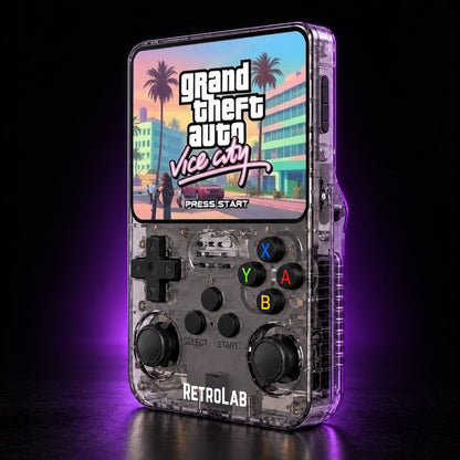 Black All-In-One RetroLab Console with GTA Vice City title screen and RetroLab chin logo