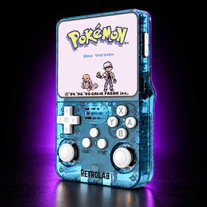 Light Blue RetroLab console displaying Pokémon Blue