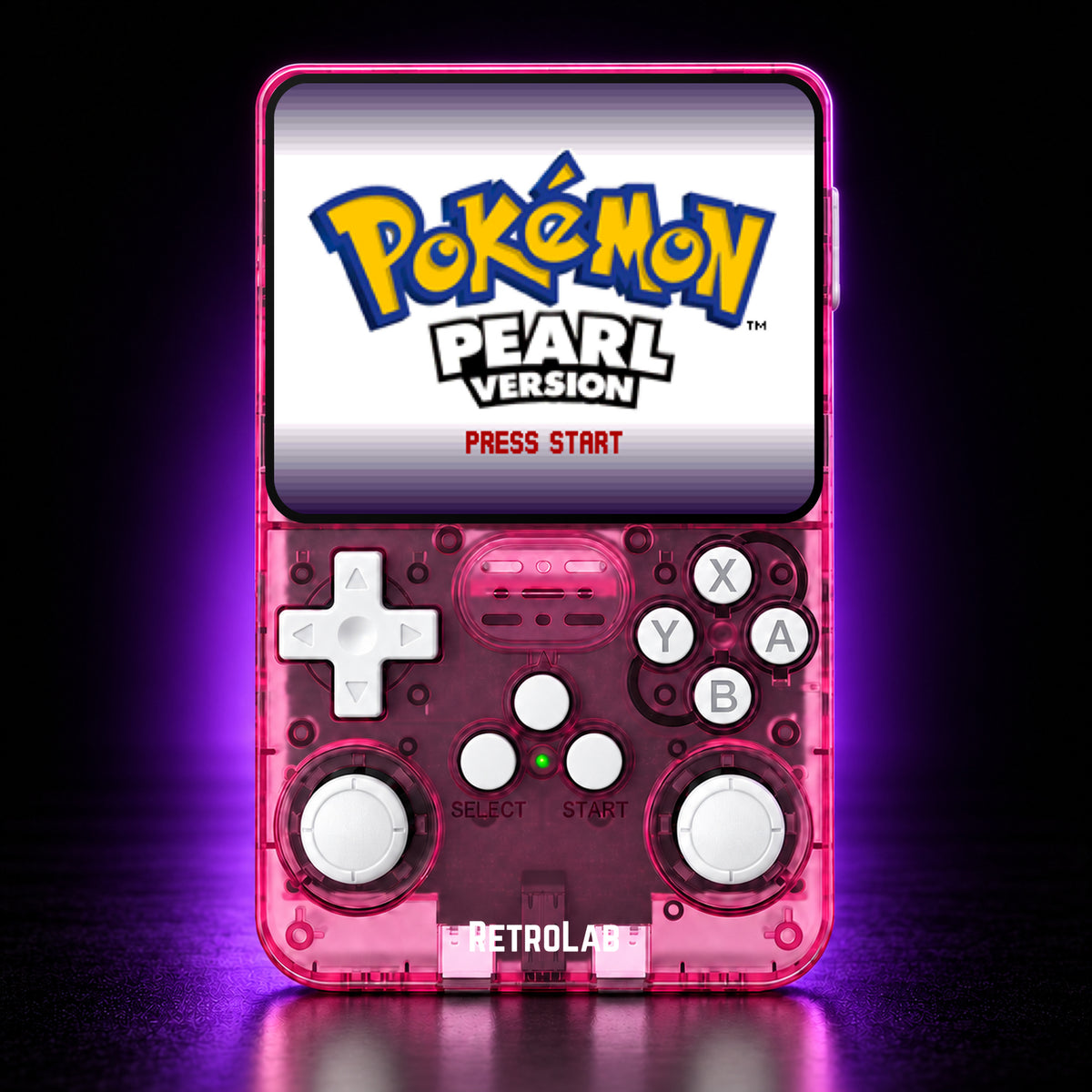 Pink RetroLab console displaying Pokémon Pearl