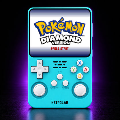 Solid Blue RetroLab console displaying Pokémon Diamond