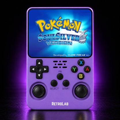 Solid Purple RetroLab console displaying Pokémon SoulSilver